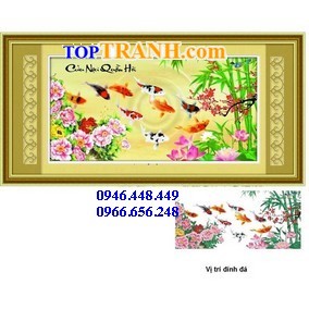 Tranh gắn đá cửu ngư quần hội